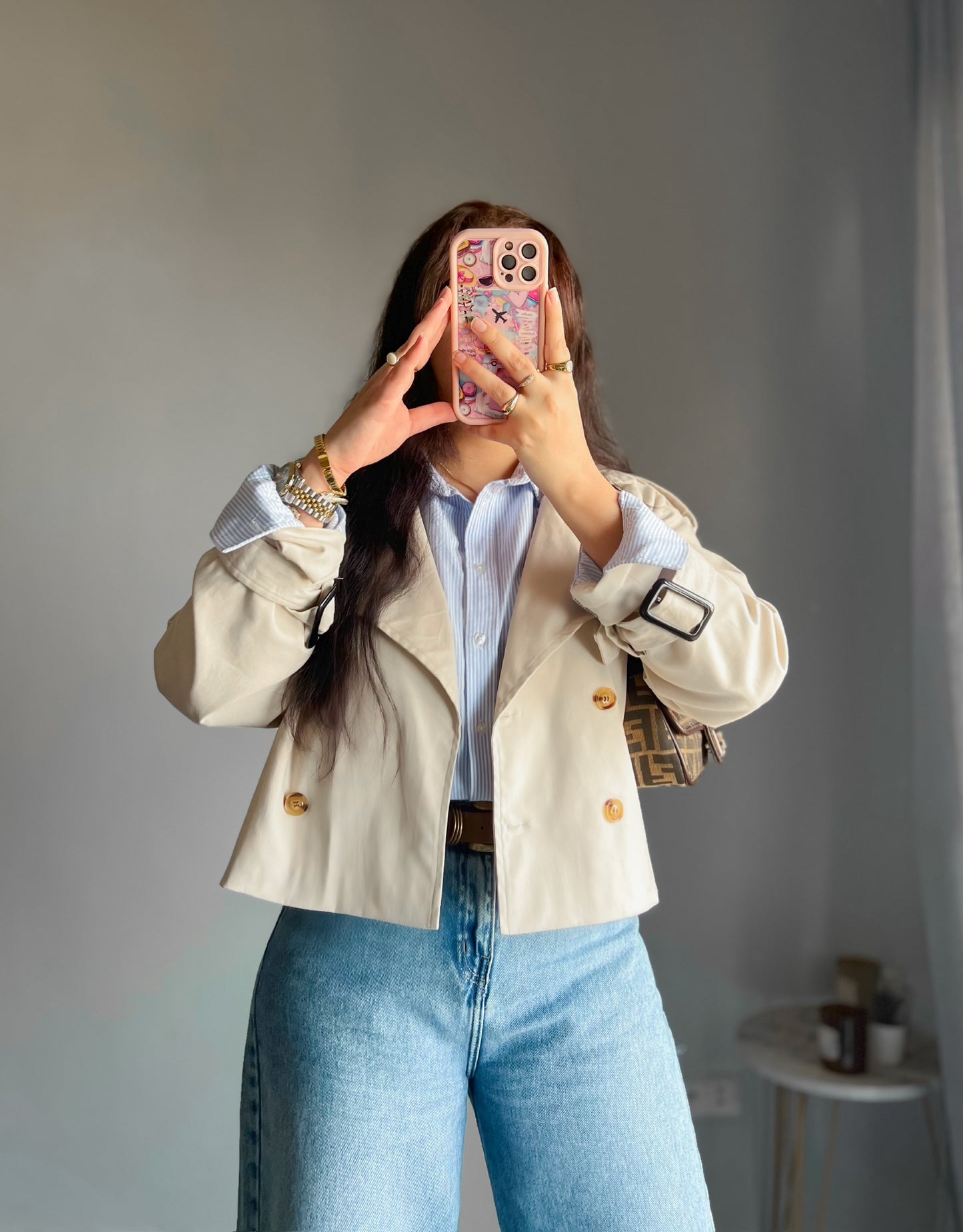 Cropped trench coat
