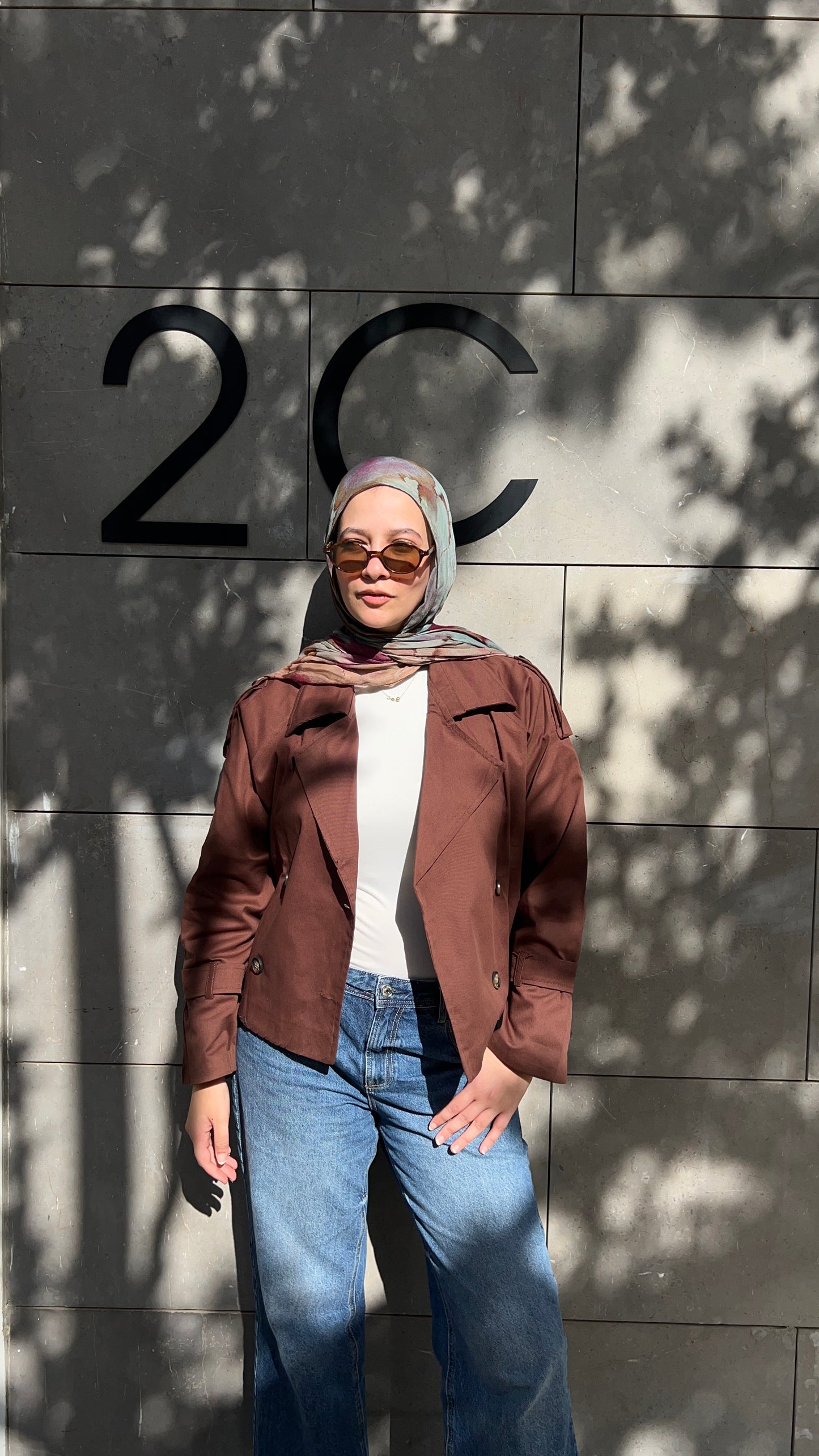 Cropped trench coat