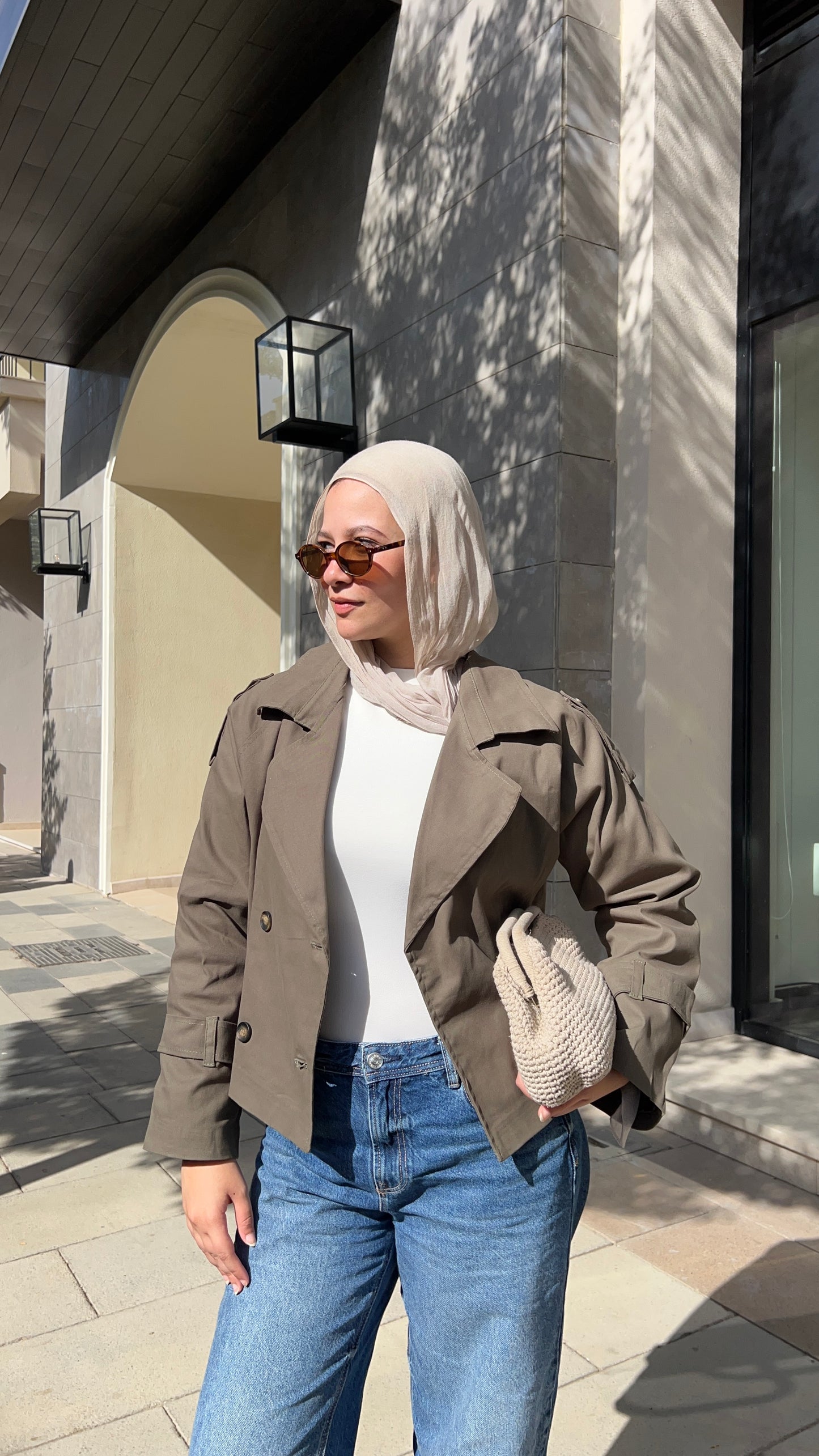 Cropped trench coat